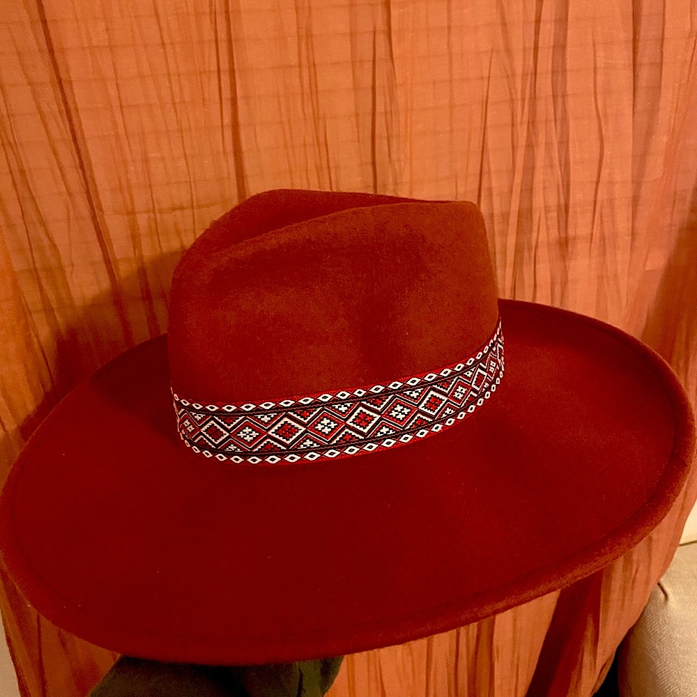 Wide Brim Boho Hat Burnt Orange